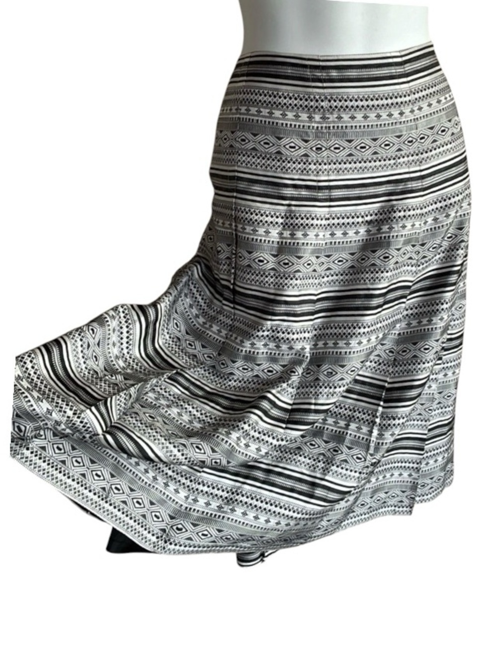 Nine Wear skirt, full with pleats, black & white woven stripe & pattern. 16 EUC - Picture 3 of 17